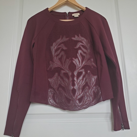 A. Moss Burgundy Leather Embellished Top - Picture 1 of 7